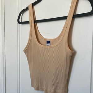 Old Navy Tan Ribbed Crop Tank Top